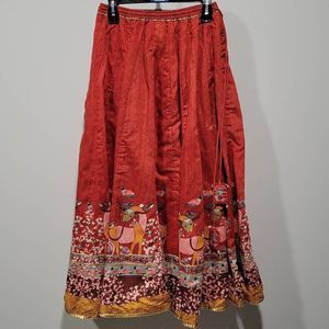 Biba Rusty Red Mystical Creature Flared Maxi Skirt Women Size L Fairy Gypsy Boho
